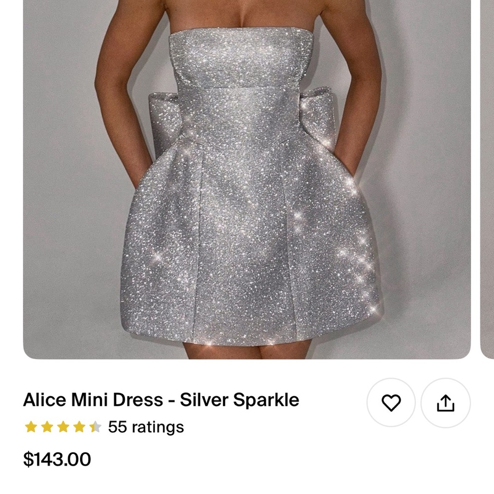 Alice Strapless Mini Dress - Silver Sparkle